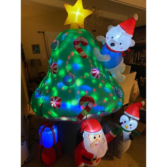 🆕7FT Christmas Inflatables Mushroom House with Santa Outdoor Decorations - Picture 2 of 9